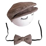 Babynice ベビー 撮影服 ベレー帽子 ネックタイ セット 記念写真 新生児 コットン (コーヒー色, フリーサイズ)