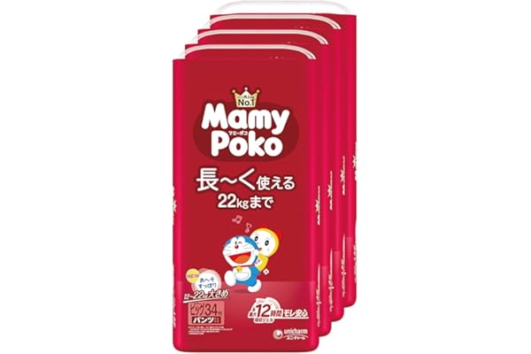Pants, Big Size, Mummy Poco Pants, Doraemon Diapers, 26.5 - 45.7 lbs (12 - 22 kg), 136 Sheets (34 Sheets x 4) [Case Product] 