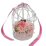 パラボッセ プリザーブドフラワー 鳥かごプリザ ピンク ケース入 横幅7cmx7cmx高さ13cm preserved flowers