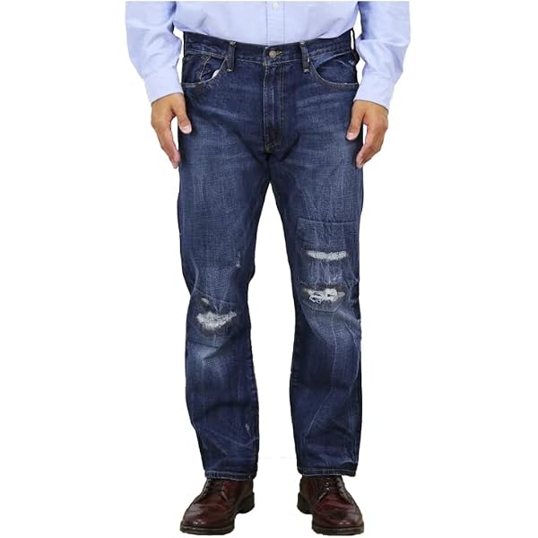 Amazon | (ポロ ラルフローレン) POLO Ralph Lauren メンズ クラシックフィット ダメージ リペア ジーンズ デニムパンツ  ジップフライ THE CLASSIC FIT RIGID 0106551-3030-BLUE [並行輸入品] | ジーンズ 通販 ラルフローレン POLO Ralph Lauren クラシック フィット リペア＆ダメージ ジーンズ