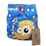 iZiv新生児1厚いおむつ付きオーガニック幼児防水/調整/再利用可能/洗えるポケット布おむつのフィット赤ちゃん0.5-3歳(タコ)