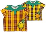 (フルーツファーム)FRUITS FARM 【FRUITS FARM】 パイナップルの へた風襟 チェック柄 半そでTシャツ 80cm/90cm/95cm/100cm 100 イエロー