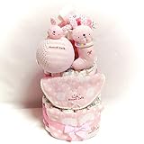 16001 おむつケーキ３段　女の子♪anano cafe♪日本製今治タオルのベビーギフトセット オムツケーキ　出産祝い