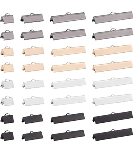 Amazon | PH PandaHall ワニカン 32個 4色 エンドパーツ 金具パーツ 紐
