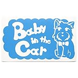 ブルー（青） 犬 ヨークシャテリア ネクタイ Baby in the car ベビー イン ザ カー ベビーインカー ステッカー 窓ガラス用シールタイプ ...