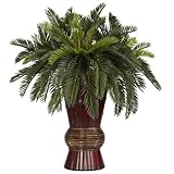 Nearly Natural 6655 Cycas with Bamboo Vase Decorative Silk Plant, Green by Nearly Natural [並行輸入品]