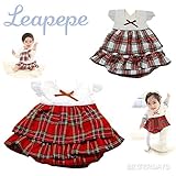 （名入れ 刺繍 承ります）Leapepe　KOBE　レアペペ　CarolWhitecheck キャロルホワイトチェック　ベビー　赤ちゃん　 エプロン＆ブルマSET おめかしセット よだけかけ　6か月-