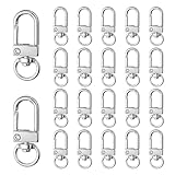 YFFSFDC ナスカン 薄型 キーホルダー 金具 回転フック 360度回転 20個セット シルバー DIY 手芸用品 金具 ワンタッチ式 キーリング ループ セット