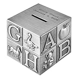 ABCブロックカスタム彫刻Piggy Bank – ブラシニッケルPersonalized