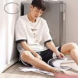 GAODUZI 夏のコットンラバーズパジャマかわいい女性の夏のルースコットンホームサービスメンズシンセクション半袖下着スーツ（半袖+ショーツ） (色 : マルチカラー まるちから゜, サイズ さいず 