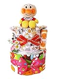 おむつケーキ アンパンマン 2段 ピンク 女の子用 (パンパースS, スタイB)