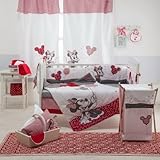 [Disney Red Minnie Mouse] 4 Pc Crib Bedding Set (Bumper) by Blancho