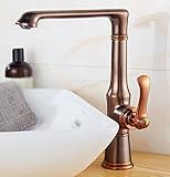 awxjxミキサー水タップ銅ヨーロッパアメリカレトロスタイル単一穴ホットとコールドBasin Golden