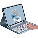 Disonbeir iPad 第10世代 2022 キーボード ケース 丸型キー 可愛い カラーキーボード カラフル iPad 10 10.9インチ アイパッド 第 10 世代 丸い 分離式 キーボード付き カバー アップル ペンシル 収納可能 (ブ