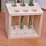 Baoblaze 2セット入り　花/植物　装飾用　クリスタル　ガラス試験管　花瓶　木製　スタンド　水耕花瓶　卓上花瓶　贈り物　ギフト