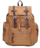 Mens Simple Design Canvas Leather College Children School Bookbag Laptop Rucksack Backpack [並行輸入品]
