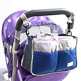 hotbest ベビーカー用バッグ ドリンクホルダー付き 多機能小物入れ 大容量 ベビーカー用品 (ブルー)