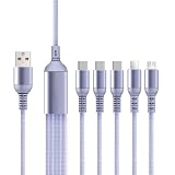 LTG スマホ ケーブル A-TO-C Type-C 長さ5m 1.6m NEK 6A SPEED 急速 充電器 ライトニング Micro-USB スマホアクセサリー 7986755 (ライトパープル, 3type-C×Li×Micro-USB(1.6m))