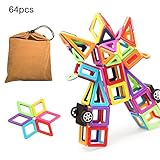 磁気ブロック、iDeep 64pcs Magnetic Blocks Building Set Toys for Girls Boys磁気タイルセット教育Building Construction T