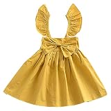 Deylaying ベビー新生児の女の子のフリルノースリーブ大きなちょう結びのドレス結婚式の党のプリンセスドレスサマーベストのプリーツスカート