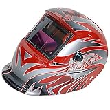 ソーラー充電式 半自動溶接マスク レッド