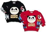 (パンダマニア)PANDA MANIA 【PANDA MANIA】 パンダマニア パンダちゃん フェイスアップリケ アクリルニット×裏起毛 切り替え ノルディック柄 トレーナー 80cm/90cm/9
