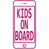14色 KIDS ON BOARD iphone ステッカー LINE【KIDS IN CAR スマホ モバイル アイフォン 携帯 電話 シンプル 赤ちゃん キッズ 男の子 女の子】 (ピンク)