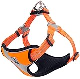 cocomall 負担軽減犬用ハーネス 犬用胴輪 ドッグ ペット用品 お出かけハーネス 3M反射材料 訓練 ナイロン製 小型犬、中型犬、大型犬に向け 通気性 調節可能 おしゃれ(M, オレンジ)