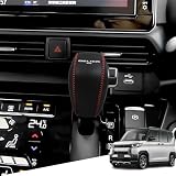 Hearsheng 三菱 新型デリカミニ(Delica mini) B34A B35A B37A B38A B3系(2023年5月～)専用本革材質シフトノブカバー 内装カスタムパーツ アクセサリー爪キズ防止 取り付け簡単 車種専用設計(黒（赤ステッチ）)