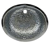 Whitehaus WH920ABB-POSS Oval 18 1/2-Inch Hammered Textured Undermount Basin with Overflow, Polished 