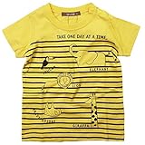 《春夏対応》 nico hrat(ニコフラート) 製品洗い加工済み 42/2天竺半袖アニマルボーダーTシャツ 100cm /YE NO.B-270103