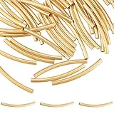 UNICRAFTALE ゴールド 50個 ステンレスヌードルビーズ ブレスレットネックレス用 アクセサリーパーツ ジュエリー作り クラフト用品