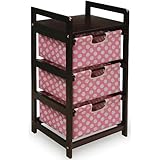 Badger Basket Three Drawer Hamper/Storage Unit - Espresso/Pink Dot- Dimensions: 31.0 x 15.5 x 5.0 by