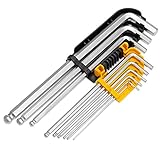 NUZAMAS 9本組（1.5mm-10mm）アレンヘックスキーレンチセットキット 六角棒 ポータブルエクストラロング225mm（最大）