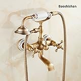 Wall Mount Bathtub/Bathroom Faucet Antique Brass Telephone Style Bathtub Mixer Faucet with Handheld