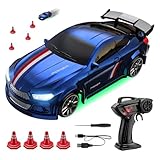 1:64 スケール ミニ Rc ドリフト車ジャイロ完全比例 4WD 2.4GHz 高速レーシングスポーツおもちゃの車、LEDライト、スピード調整付き ラジオ制御車のおもちゃギフト