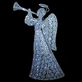 By lbinternational 56 " Floral Printed Angel with Sequins HoldingトランペットLED照明付きクリスマスヤードアート装飾