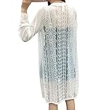 BOBORA レース ロング カーディガン レディース シースルー 刺繍 UVケア 紫外線対策 冷房 対策 薄手 透け 長袖 爽やか フンワリ 着心地 春 夏