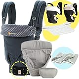 エルゴベビー 抱っこ紐（ベルト付） 360スリーシックスティ/ダスティーブルー・インサート3III 【正規代理店2年間保証-SG認定付】 よだれパッド＋前抱き・対面抱き両用リバーシブルスタイ付