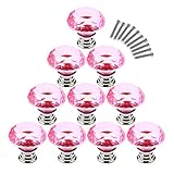 Cabinet Knobs,YIFAN 10Pcs 30mm Crystal Glass Diamond Shape Cabinet Knobs Cupboard Drawer Pull Handle