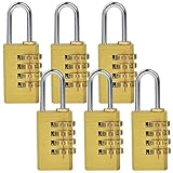 [MENGS] 6個 MG214 4桁リセッタコンビネーションロックパスワードのプラス南京錠フル黄銅, バッグやドア用