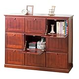 &lt;ファムプラス&gt;天然木リビングフラップキャビネット　9枚扉