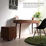 【限定】パソコンデスク 完成品デスク シンプル チェストセット 120cm幅 ウォールナット 北欧 HMA004WAL