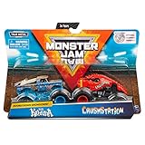 モンスタージャム 公式ビッグカフナ対クラッシュステーション ダイキャストモンスタートラック、1:64スケール、2パック