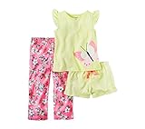 Carter 's女の子2t-14 3ピースバタフライパジャマセット