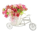 Arbeflo バイクスタイル織るバスケット造花 フェイクフラワー 家庭飾り 店 店舗 バーなどの 装飾に最適 (ピンク)