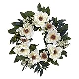 Nearly Natural 4793 Magnolia Wreath, 22-Inch, White by Nearly Natural [並行輸入品]