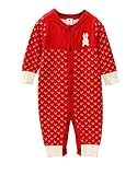 Yuelian(TM) 子供服 ベビー キッズ 短肌着 新生児 カバーオール 女の子 男の子 ロンパース 長袖 ジャンプスーツ (90：着丈67cm、バスト62cm、袖丈30.5cm, 3 レッド)