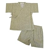 和柄 甚平 スーツ 日本製 夏物 パジャマ j-71613 110cm ベージュ