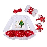 Zhhlaixing 高品質 4 pieces Cute Baby Christmas Romper Clothing Sets Infant ガールズ Long sleeves Cotton Bod